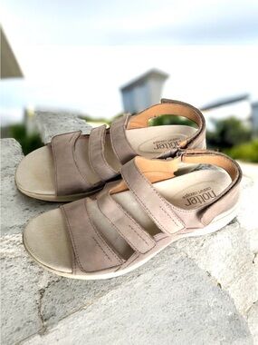 Hotter Sandals Beige Suede Velcro Straps